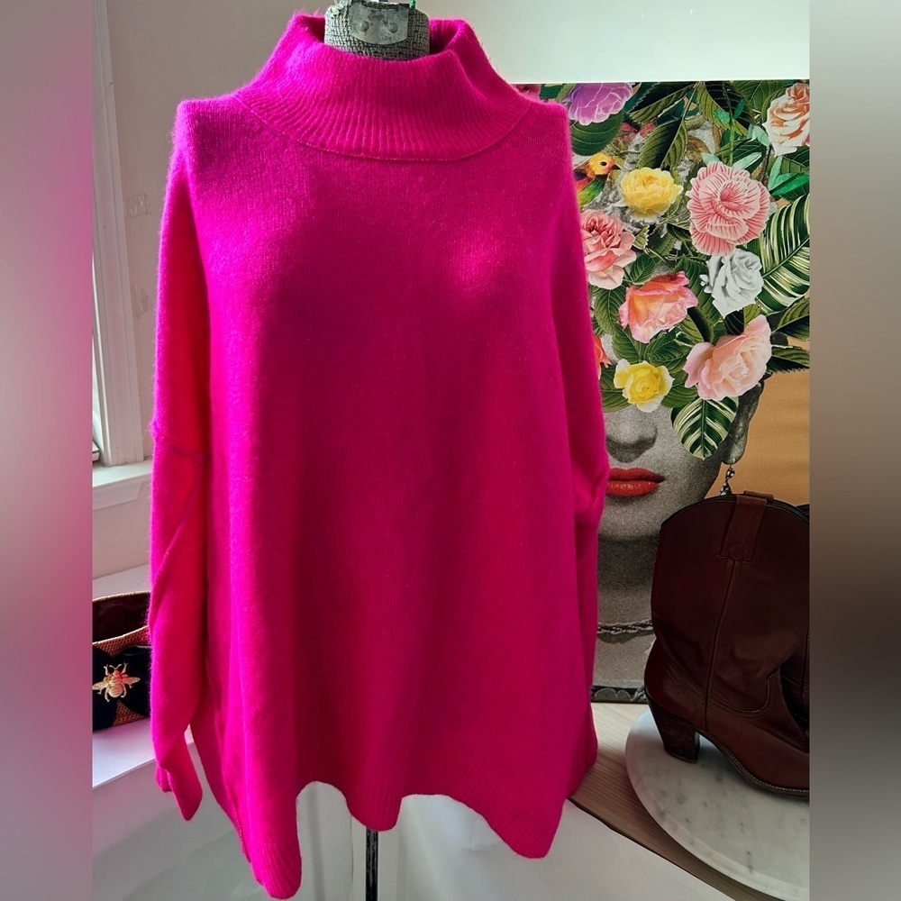 NWT CROWN & IVY MOCK NECK DEEP PINK SWEATER Sz. XXL PULLOVER, SOFT, FALL/WINTER